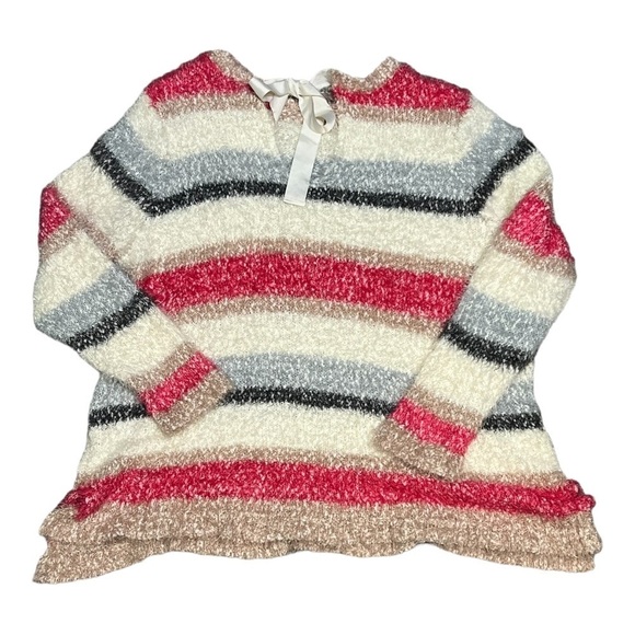Lane Bryant Stripe Fuzzy Knit Sweater White Multicolor Plus Size 26-28 - Picture 5 of 7